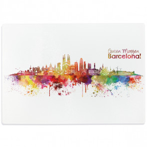 Glasschneidebrett Aquarell Skyline Barcelona