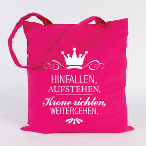 JUNIWORDS Jutebeutel Hinfallen, aufstehen, Krone richten, weitergehen. Pink