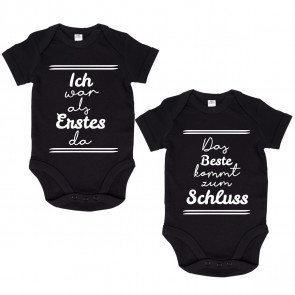 JUNIWORDS Babybodies "Ich war als erstes da! & Das Beste kommt zum Schluss!" | 2er Set