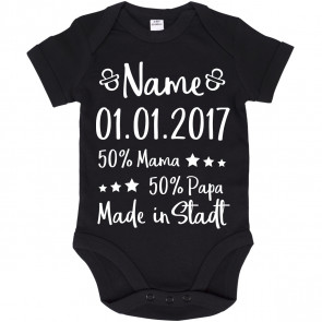 babybody mit name datum und  50% mama 50% papa