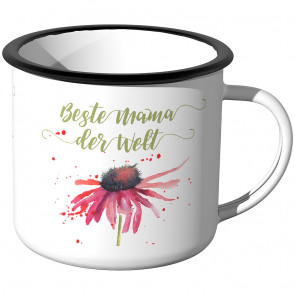 Emaille Tasse Beste Mama der Welt - Blume