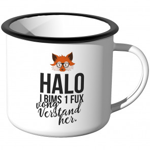 JUNIWORDS Emaille Tasse Halo I Bims 1 Guta Tag