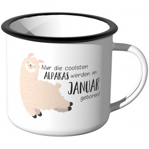 Emaille Tasse Nur die coolsten Alpakas werden im Januar geboren