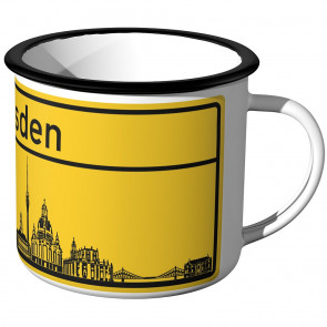 Emaille Tasse Ortschild Dresden