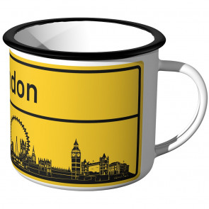 JUNIWORDS Emaille Tasse Ortschild London