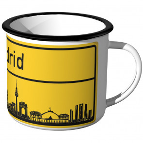 JUNIWORDS Emaille Tasse Ortschild Madrid