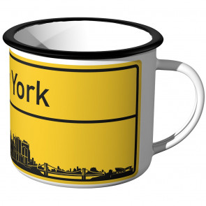 Emaille Tasse Ortschild New York