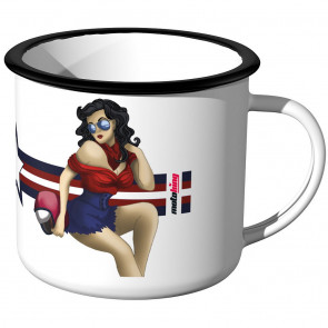 Emaille Tasse Biker Pin up