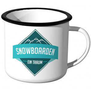 Emaille Tasse Snowboarden - ein Traum