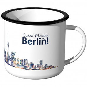 JUNIWORDS Emaille Tasse Skyline Berlin