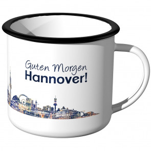 Emaille Tasse Skyline Hannover bei Nacht