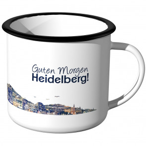 Emaille Tasse Skyline Heidelberg bei Nacht