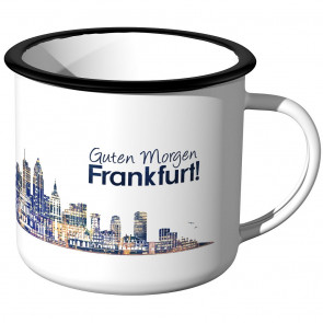 Emaille Tasse Skyline Frankfurt bei Nacht