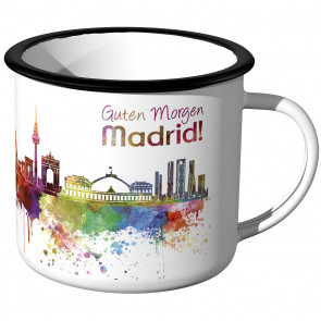 Emaille Tasse Skyline Madrid