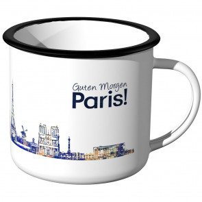 Emaille Tasse Skyline Paris bei Nacht