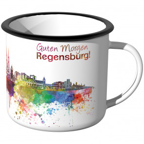 Emaille Tasse Skyline Regensburg