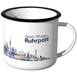 Emaille Tasse Skyline Ruhrpott bei Nacht