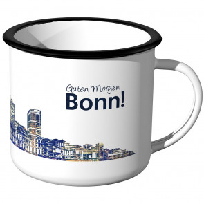 Emaille Tasse Skyline Bonn bei Nacht