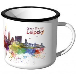 Emaille Tasse Skyline Leipzig