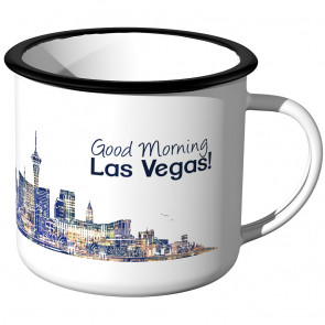 Emaille Tasse Skyline Las-Vegas bei Nacht