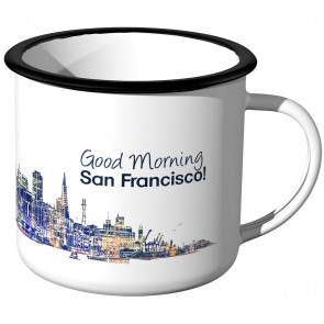 Emaille Tasse Skyline San-Francisco bei Nacht