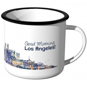 JUNIWORDS Emaille Tasse Skyline Los Angeles bei Nacht