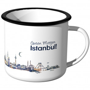 Emaille Tasse Skyline Istanbuld bei Nacht