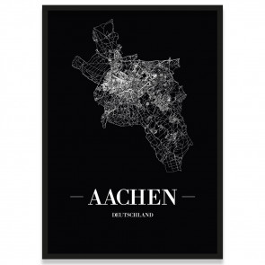 Aachen Stadtposter Straßennetz mit Bilderrahmen