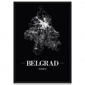 Straßenplan Belgrad Schwarz Poster
