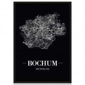 Straßennetz Bochum Poster Schwarz
