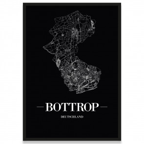Stadtplan Poster Schwarz mit Bottrop