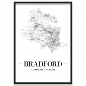 Poster Bradford Straßenplan Bilderrahmen