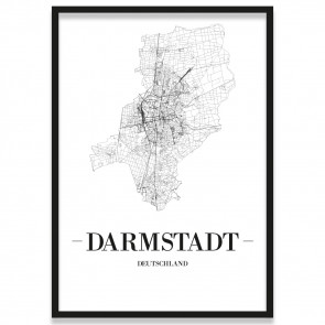 Stadtposter Darmstadt Straßenplan