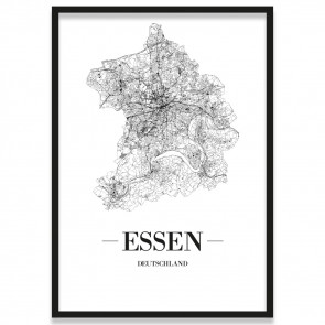 Poster Essen mit Straßenplan mit Rahmen