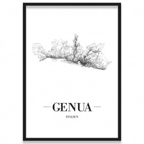 Poster Genua Straßenplan mit Bilderrahmen
