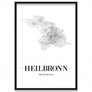 Poster Heilbronn Straßenplan Rahmen