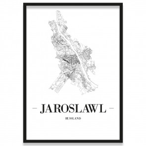 Poster Jaroslawl Straßennetz mit Rahmen