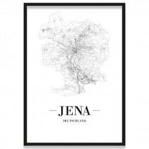 Poster Jena Straßennetz mit Rahmen