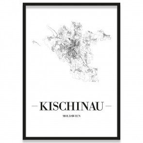 Stadtposter Kischinau Straßennetz mit Bilderrahmen