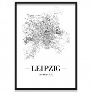 Poster Leipzig Rahmen Stadtplan