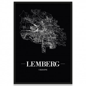 Stadtposter Lemberg mit Straßennetz