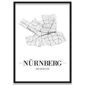 Stadtposter Nürnberg Stadtplan mit Rahmen