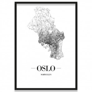 Stadtposter Oslo Straßennetz Bilderrahmen