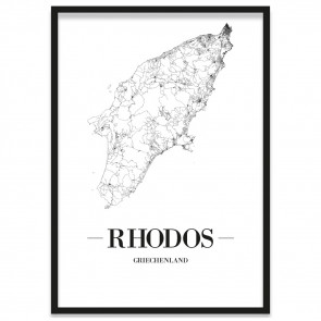 Stadtposter Rhodos gerahmt Straßennetz
