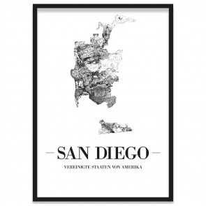Stadtposter San Diego gerahmt