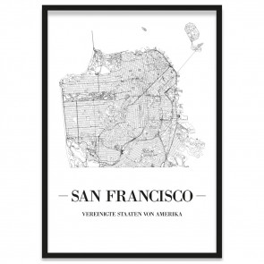 Stadtposter San Francisco mit Bilderrahmen