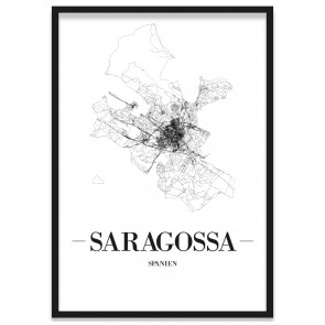 Stadtposter Saragossa mit Rahmen