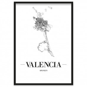 Stadtposter Valencia mit Bilderrahmen