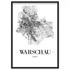 Stadtposter Warschau gerahmt