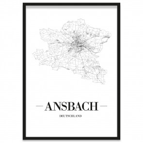 Stadtposter Ansbach gerahmt 